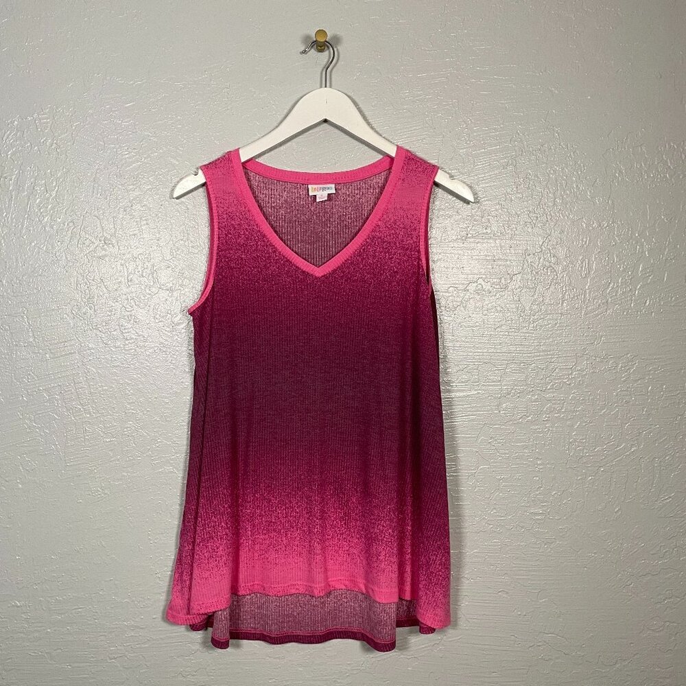 Lularoe Women S Pink Black Ombre Tank Ribbed Knit Sleeveless Stretch Lightweight